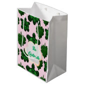 Schattige Schildpad Laat Naadloos Patroon, Tropisc Medium Cadeauzakje (Voorkant Gekanteld)
