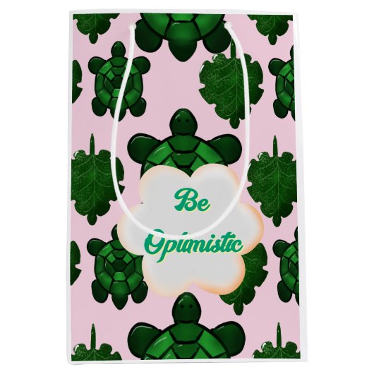 Schattige Schildpad Laat Naadloos Patroon, Tropisc Medium Cadeauzakje (Voorkant)