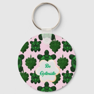 Schattige Schildpad Laat Naadloos Patroon, Tropisc Sleutelhanger