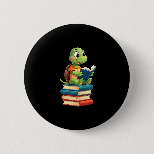 Schattige Schildpad Leesboeken (4) Ronde Button 5,7 Cm (Voorkant)