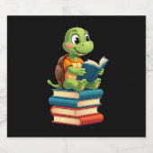 Schattige Schildpad Leesboeken (4) Sparkling Wijnetiket (Enkel label)