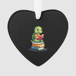 Schattige Schildpad Leest Boeken (1) Ornament