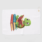Schattige Schildpad Leest Boeken (2) Golfhanddoek (Horizontaal)