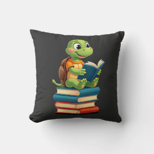 Schattige Schildpad Leest Boeken (4) Kussen