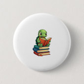 Schattige schildpad lezen boeken (3) ronde button 5,7 cm (Voorkant)