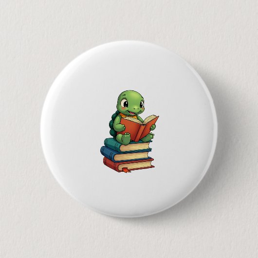 Schattige schildpad lezen boeken (3) ronde button 5,7 cm (Voorkant)