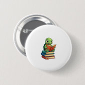 Schattige schildpad lezen boeken (3) ronde button 5,7 cm (Voorkant /achterkant)