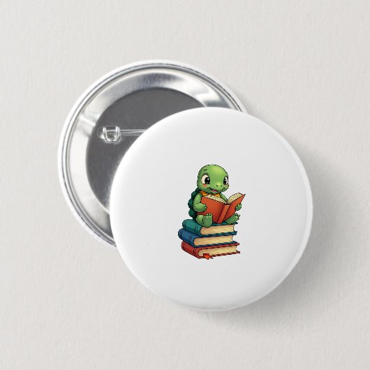Schattige schildpad lezen boeken (3) ronde button 5,7 cm (Voorkant /achterkant)