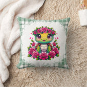 Schattige Schildpad met Bloemenkrans Kussen (Deken)