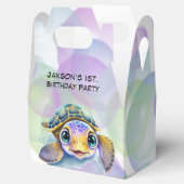 Schattige Schildpad met Bubbles 1st. verjaardagsfe Bedankdoosjes (Geopend)