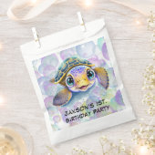 Schattige Schildpad met Bubbles 1st. verjaardagsfe Bedankzakje (Geknipt)