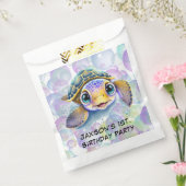 Schattige Schildpad met Bubbles 1st. verjaardagsfe Bedankzakje (Gezegeld)