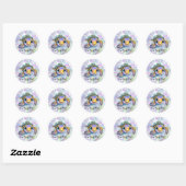 Schattige Schildpad met Bubbles 1st. verjaardagsfe Ronde Sticker (Vel)