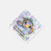 Schattige Schildpad met Bubbles 1st. verjaardagsfe Servet (Hoek)