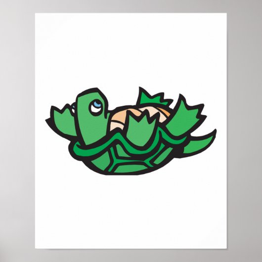 schattige schildpad terug poster (Voorkant)