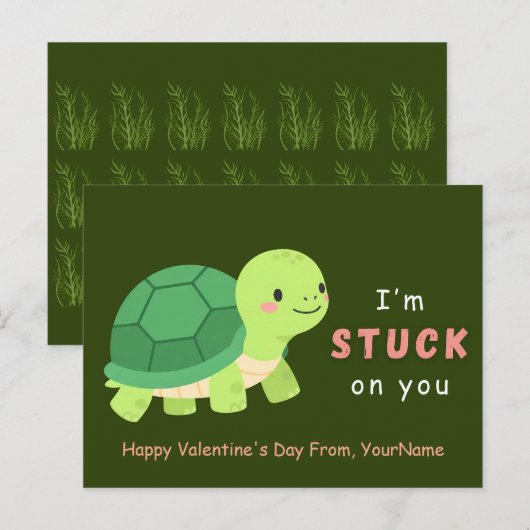 Schattige Schildpad Valentijnsdag Puns Kaart – Ik (Voorkant / Achterkant)