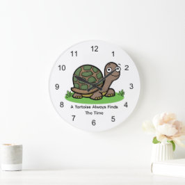Schattige Schildpad Vindt Altijd de Tijd Grote Klok