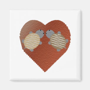 Schattige schildpadden in liefde met een achtergro magneet