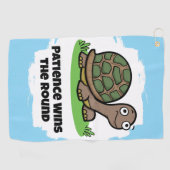 Schattige schildpadgeduld wint de ronde golfhanddoek (Horizontaal)