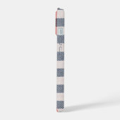 Schattige Schnauzer Hond Roze Plaid iPhone 15 Case (Linkerkant)