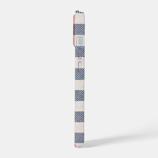 Schattige Schnauzer Hond Roze Plaid iPhone 15 Case (Linkerkant)