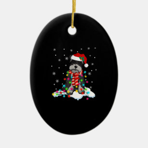 schattige schnauzer kerstlichten met santa hat gif keramisch ornament