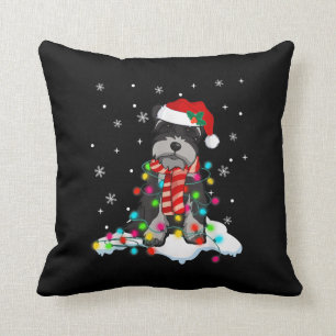 schattige schnauzer kerstlichten met santa hat gif kussen