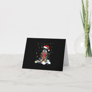 schattige schnauzer kerstlichten met santa hat gif notitiekaartje