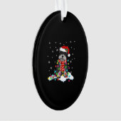 schattige schnauzer kerstlichten met santa hat gif ornament (voorkant)