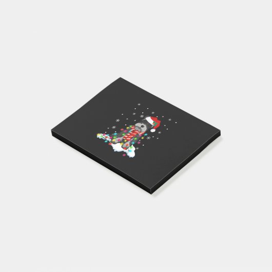 schattige schnauzer kerstlichten met santa hat gif post-it® notes (Schuin)