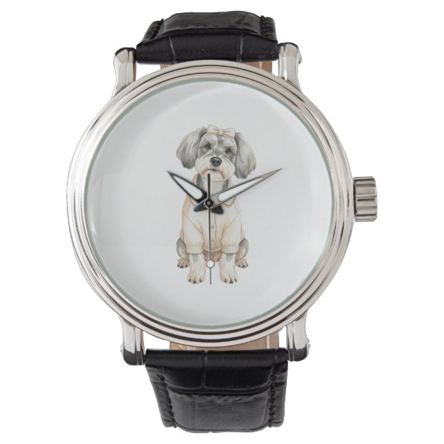 Schattige schnauzer langharige hond  horloge (Voorkant)