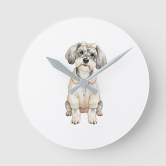 Schattige schnauzer langharige hond ronde klok