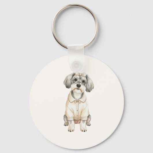 Schattige schnauzer langharige hond sleutelhanger (Voorkant)