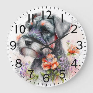 Schattige Schnauzer Puppie Hond Grote Klok