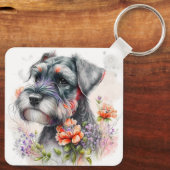 Schattige Schnauzer Puppy Dog Sleutelhanger (Achterkant)