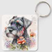 Schattige Schnauzer Puppy Dog Sleutelhanger (Achterkant)