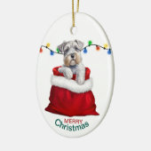 Schattige Schnauzer Terrier Dog in Holiday Gift Ba Keramisch Ornament (Links)