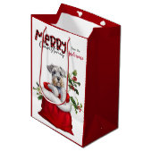 Schattige Schnauzer Terrier Dog Puppy Kerstmis Medium Cadeauzakje (Voorkant Gekanteld)
