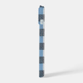 Schattige Schnauzerhond Blauwe Ruit iPhone 15 Case (Linkerkant)