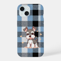 Schattige Schnauzerhond Blauwe Ruit