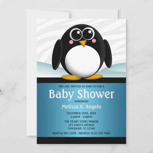 Schattige schoeiseluitvindingen van Penguin Blue B Kaart (Voorkant)