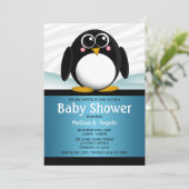 Schattige schoeiseluitvindingen van Penguin Blue B Kaart (Staand voorkant)