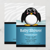 Schattige schoeiseluitvindingen van Penguin Blue B Kaart (Voorkant / Achterkant)