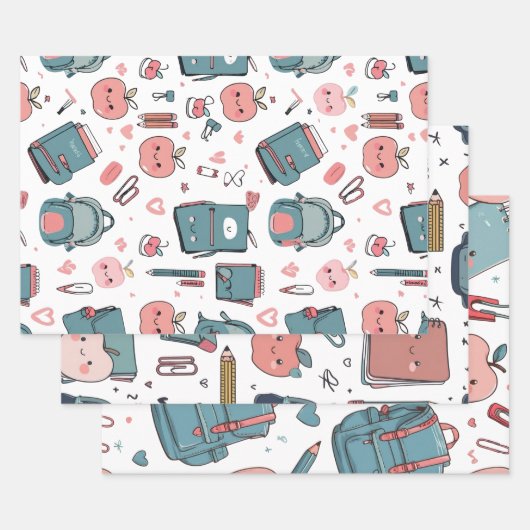 Schattige Scholastiek Papier, Terug naar school Inpakpapier Vel (Set)