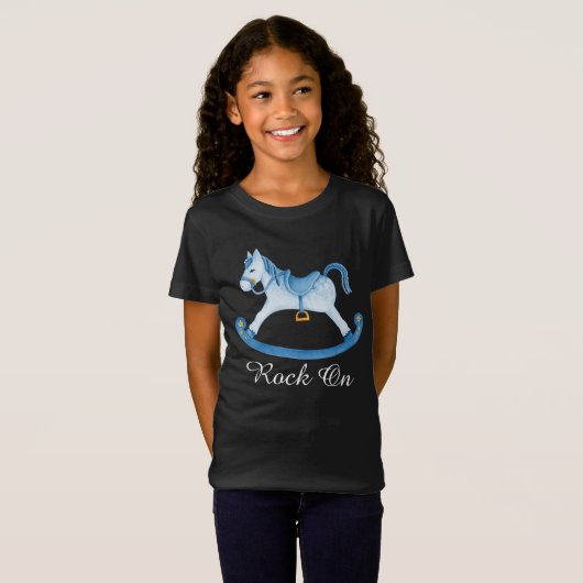 Schattige schommelpaard geschilderd kunst kinder T T-shirt (Voorkant volledig)