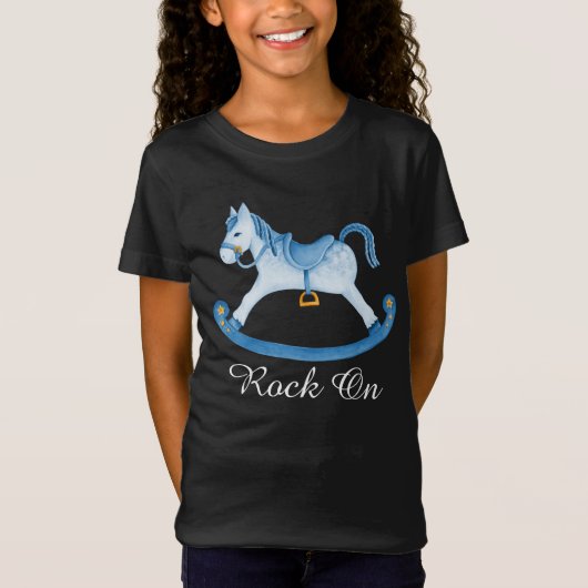 Schattige schommelpaard geschilderd kunst kinder T T-shirt (Voorkant)