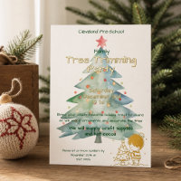 Schattige school Kerstboom versieren feest Goud