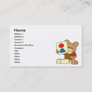 schattige school teddybeer A is voor appel Visitekaartje