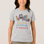Schattige Schoolbenodigdheden Squad Terug naar Sch Tri-Blend Shirt (Voorkant)