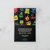 Schattige schoolbord kleine monsters jongen verjaa bedankkaart (Binnen)